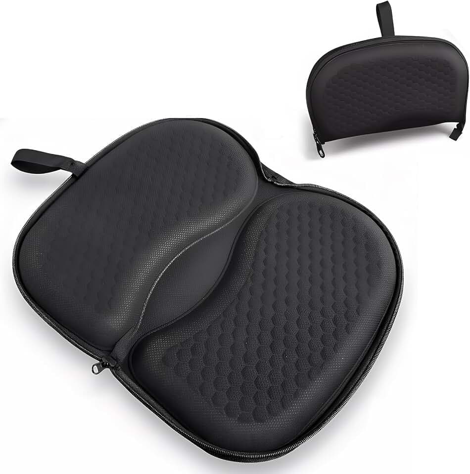 masteymoh Foldable Seat Cushion for Travel, Honeycomb Gel Cushion with Zipper & Handle, Portable Silicone Gel Seat Cushion for Cars, Honeycomb Butt Pillow 15.8 x 13.3 x 1.4 Inches (1 in Black)