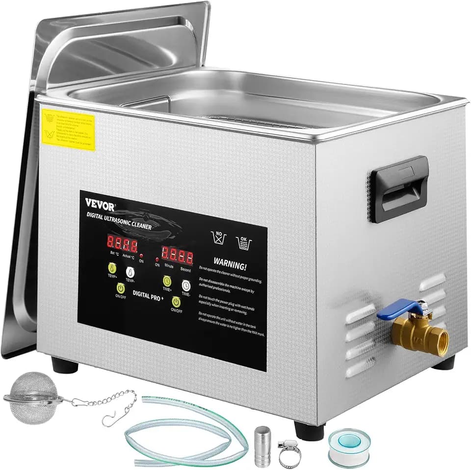 VEVOR 15 L Ultraschallreiniger (600 W Heizung, 360 W Ultraschall) Professioneller digitaler Labor-Ultraschall-Teilereiniger mit Heizungstimer für die Reinigung von Glaszahninstrumenten