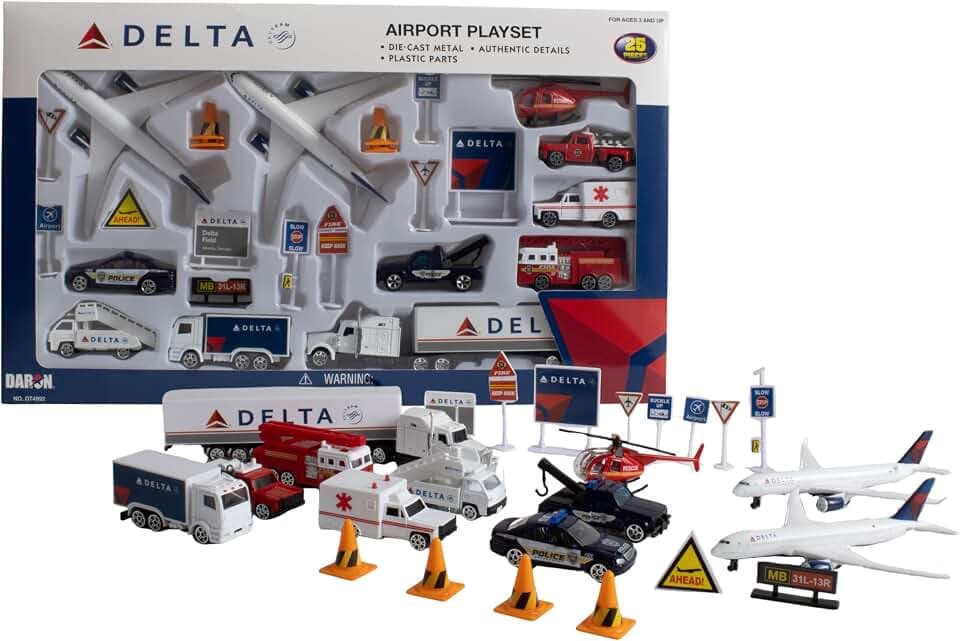 Daron Delta Airport 25-Piece Die-Cast Playset Toy Ages 3+