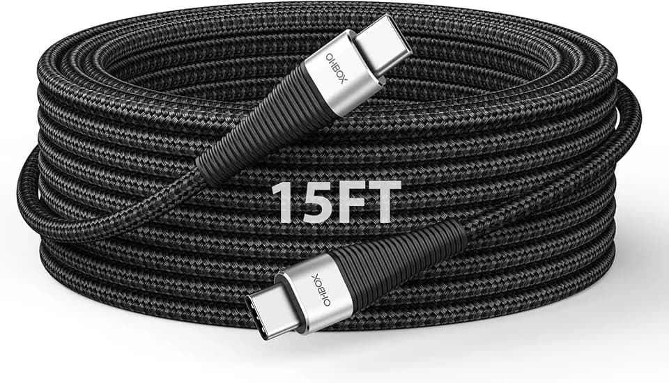 Extra Long USB C to USB C Cable 15FT 100W Type C Charger Fast Charging Cord