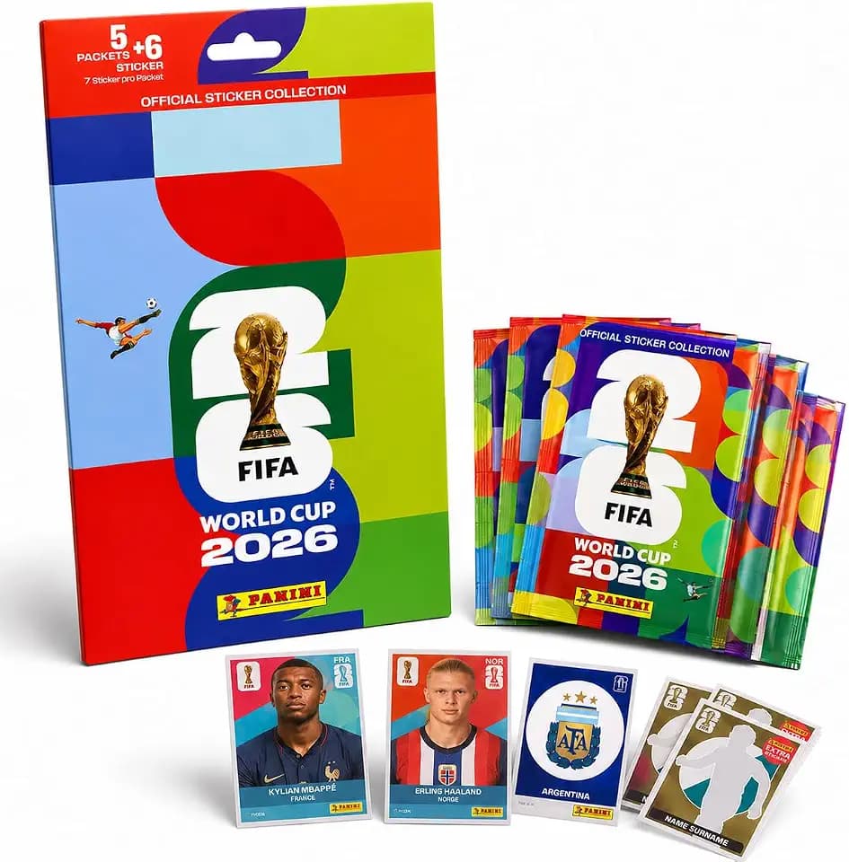 XXL Fan Starterset WM 2026 – Original Panini Sticker + 35 Aufkleber + Extra 6 Special - zum Sammeln & Tauschen - Weltmeisterschaft (35 Sticker & 6 Special)