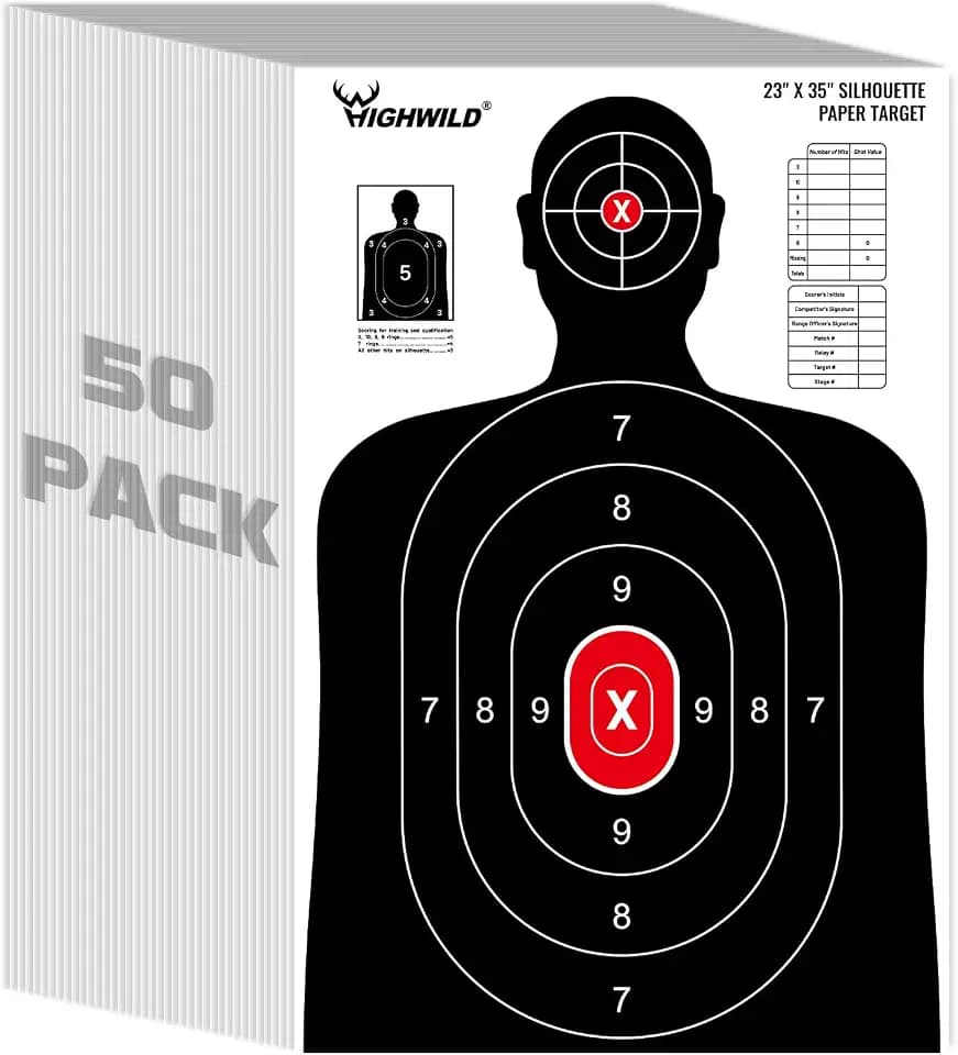Highwild Shooting Range Silhouette Paper Target - 23X35 Inches - Suitable for Handguns, Rifles, Airguns, BB Guns