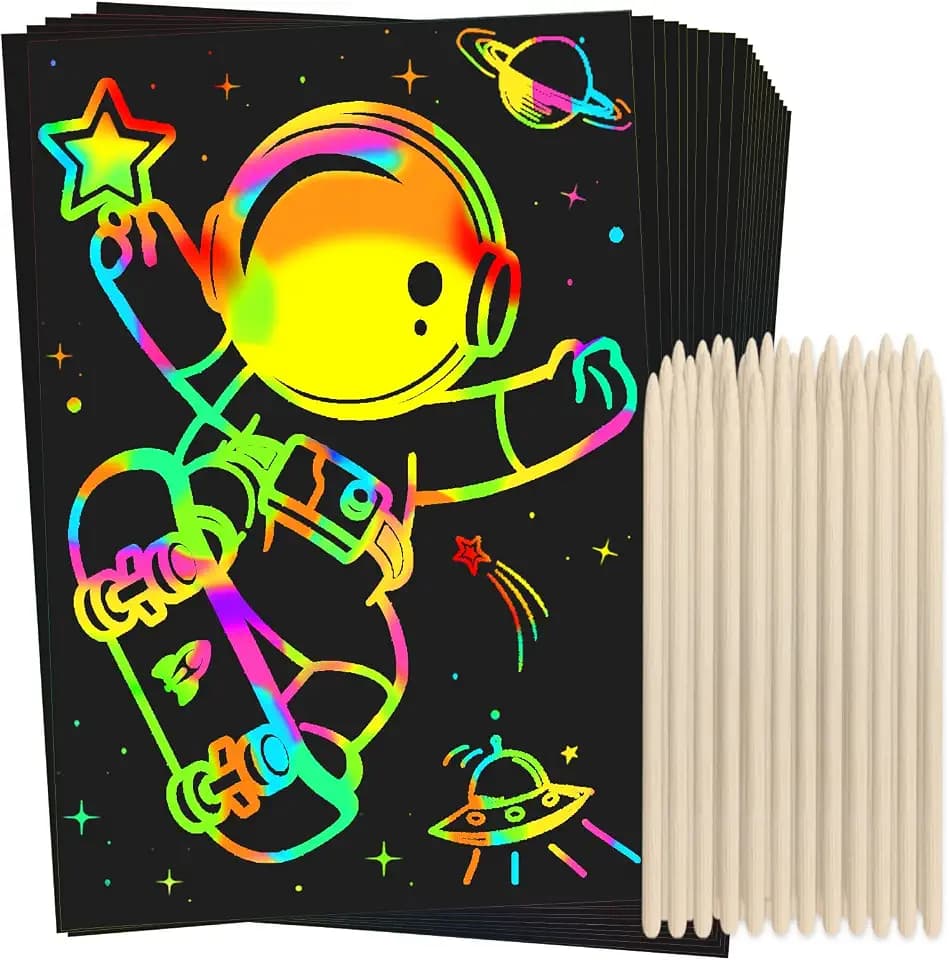 ZMLM 100Pcs Rainbow Scratch Drawing Art Paper Craft Set for Kids Boys Girls