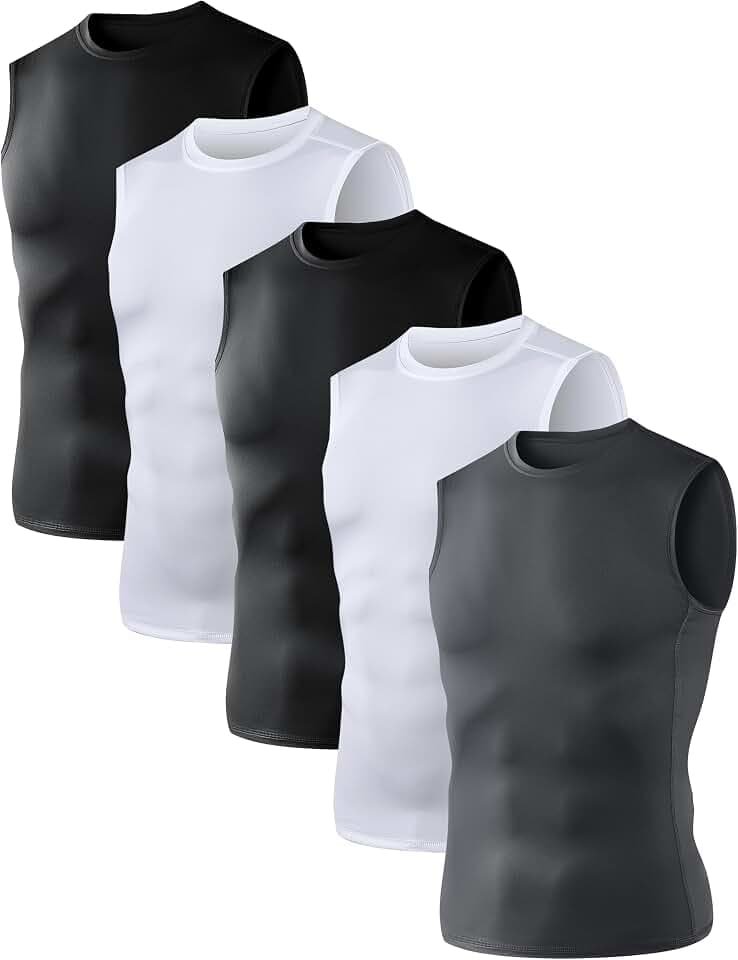 OYGSieg 5/6 Pack Men's Sleeveless Compression Tank Tops Base Layer Shirts