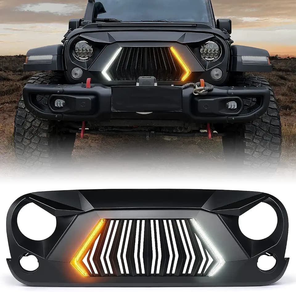 Mad Max Grill Front Grille w/DRL & Turn Signals for 2007-2018 Wrangler JK