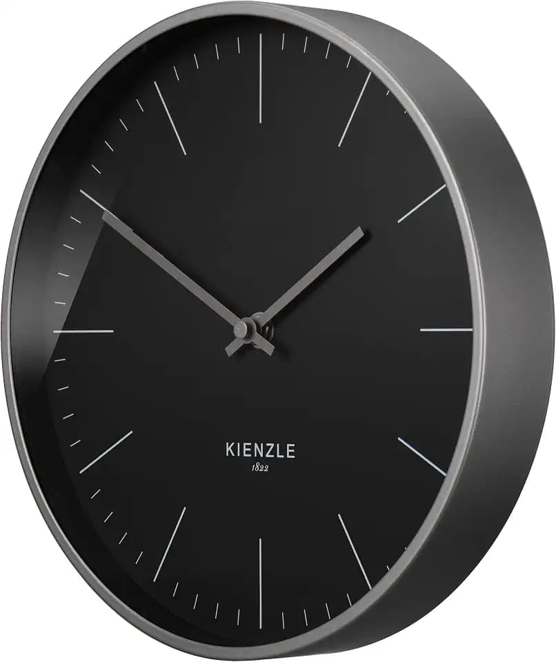Kienzle Modern Funkwanduhr 25 cm mit Stahlrahmen anthrazit geräuschlos