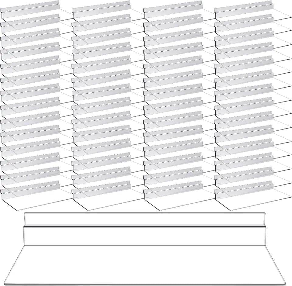 10,2 x 25,4 cm Slatwall Regale zum Aufhängen, Slatwall Zubehör, transparentes Slatwall Regal, Kunststoffregale für Wand, Home Shoe Stores Boutiques Supplies (100 Stück)