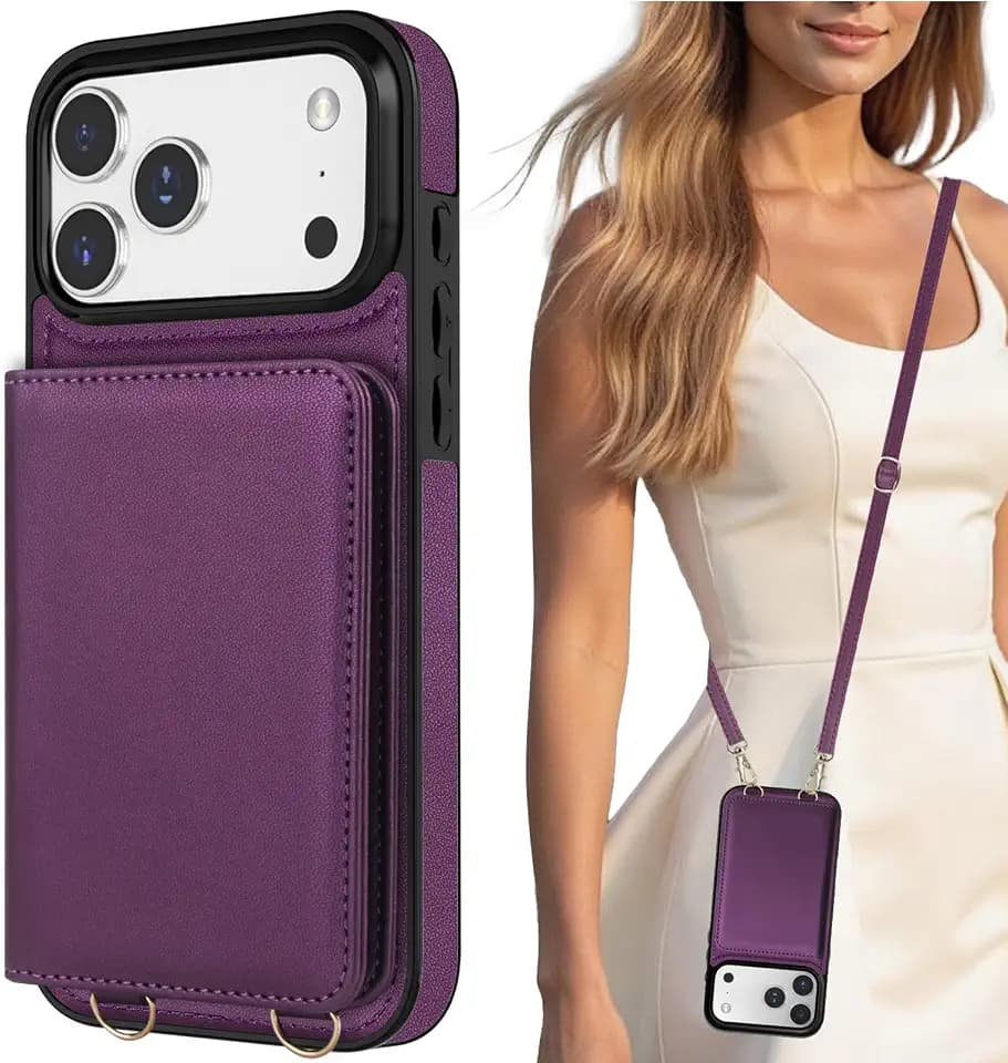 LOHASIC for iPhone 17 Pro Max Case Wallet with Crossbody Strap, Card Holder
