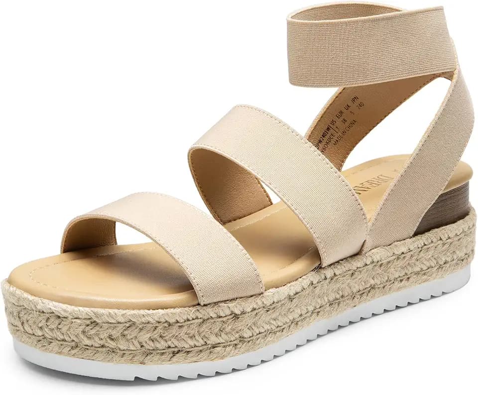 DREAM PAIRS Strappy Espadrille Platform Wedge Sandals
