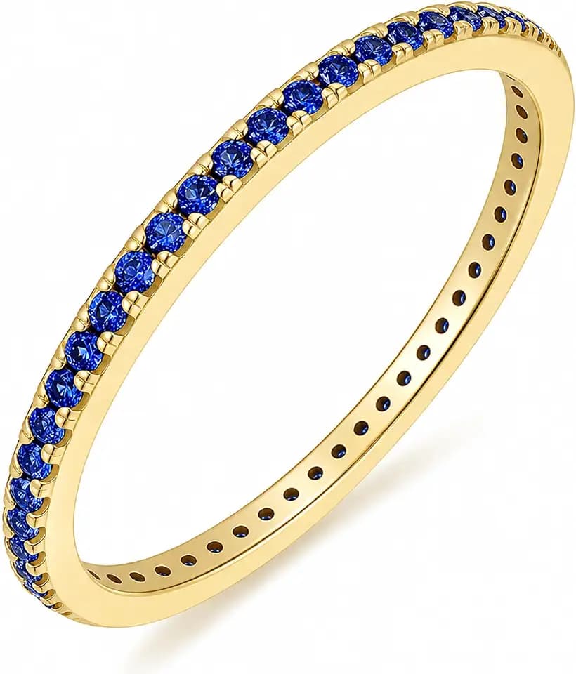 Stackable Eternity Ring & Gold Plated Wedding Band for Women, Ruby