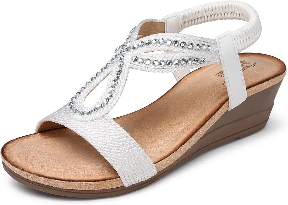 SHIBEVER Wedge Sandals for Women Dressy: Comfortable Low Heel Summer Sandal