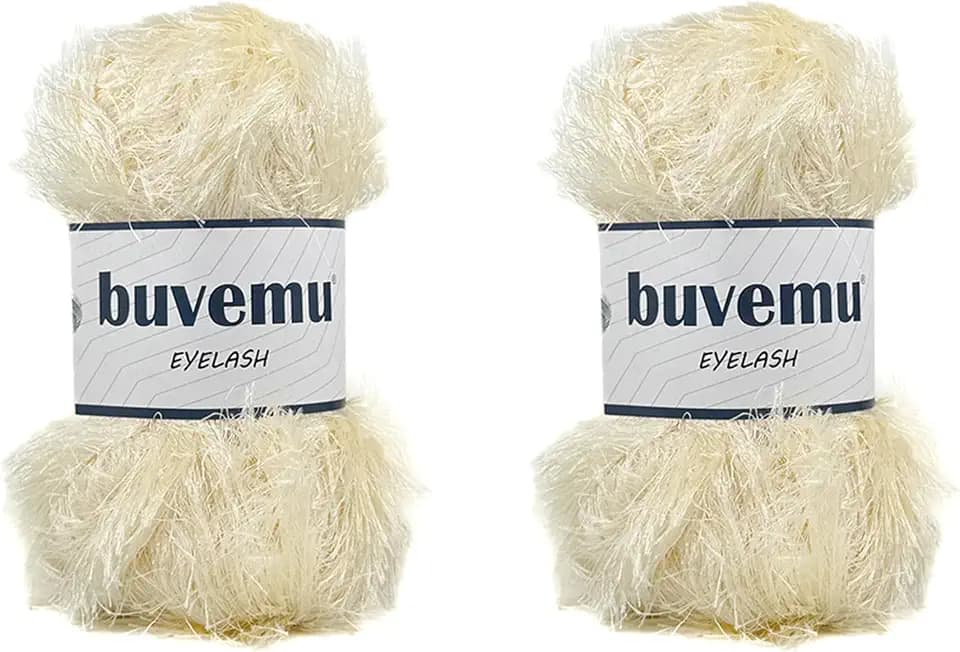 Eyelash Fun Fur Yarn for Crochet, Knitting & Crafts, Cream, 2-Pack