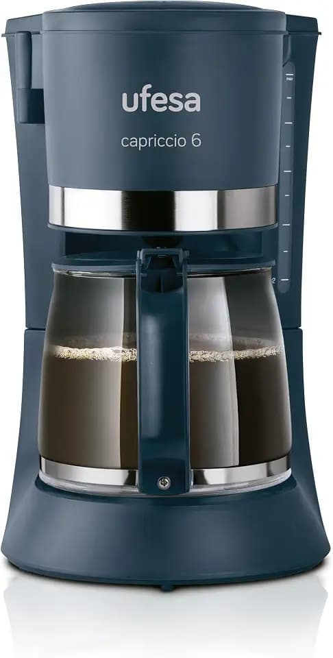 Ufesa CG7114 Capriccio Tropfkaffeemaschine, 6 Tassen, 600W, 0.6L Karaffe, Anti-Tropf-System, automatische Abschaltung, Blau