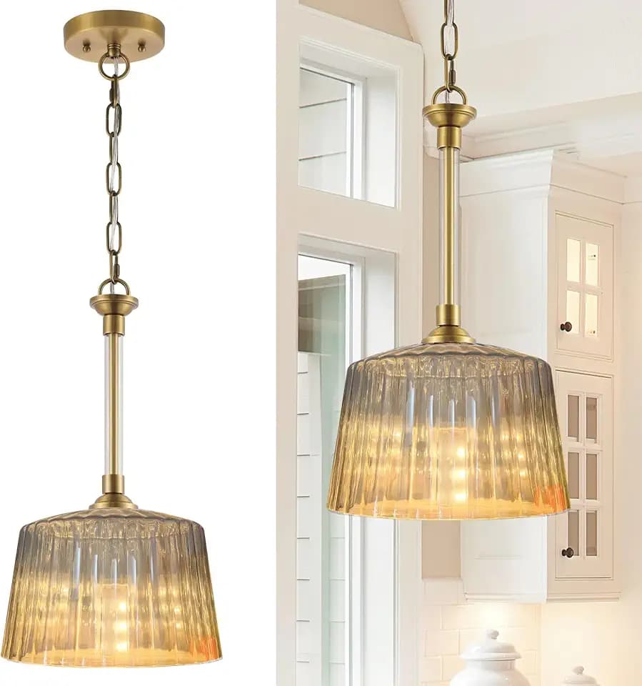 Modern Style Battery Operated Pendant Light Over Kitchen Island,6 RGB Colors Dimmable Hanging Lighting With Remote Control,Wireless Pendant Lights Fixtures（include Bulb ＆ Remote Control）(Gray)