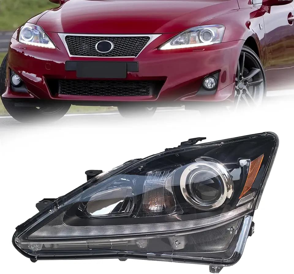 LED Headlight Assembly for 2006-2012 Lexus IS250 IS350 Driver Side LED Headlamp with Clear Lens Direct Replacement Headlight (Left)