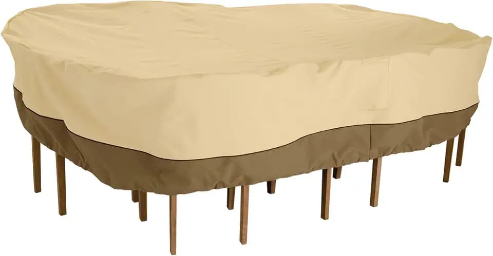 Classic Accessories Veranda Water-Resistant 108 Inch Rectangular/Oval Patio Table & Chair Set Cover, Outdoor Table Cover