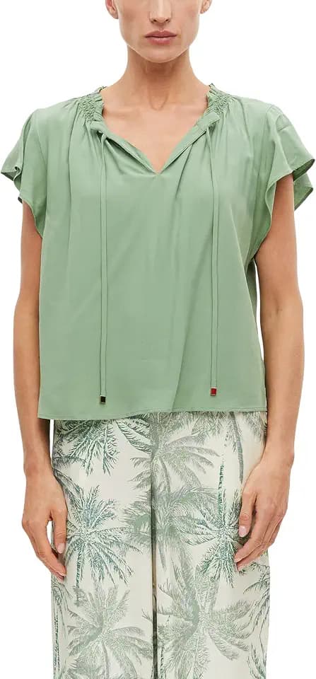s.Oliver Black Label Damen 2178669 Bluse mit Rüschenkragen (1er Pack)