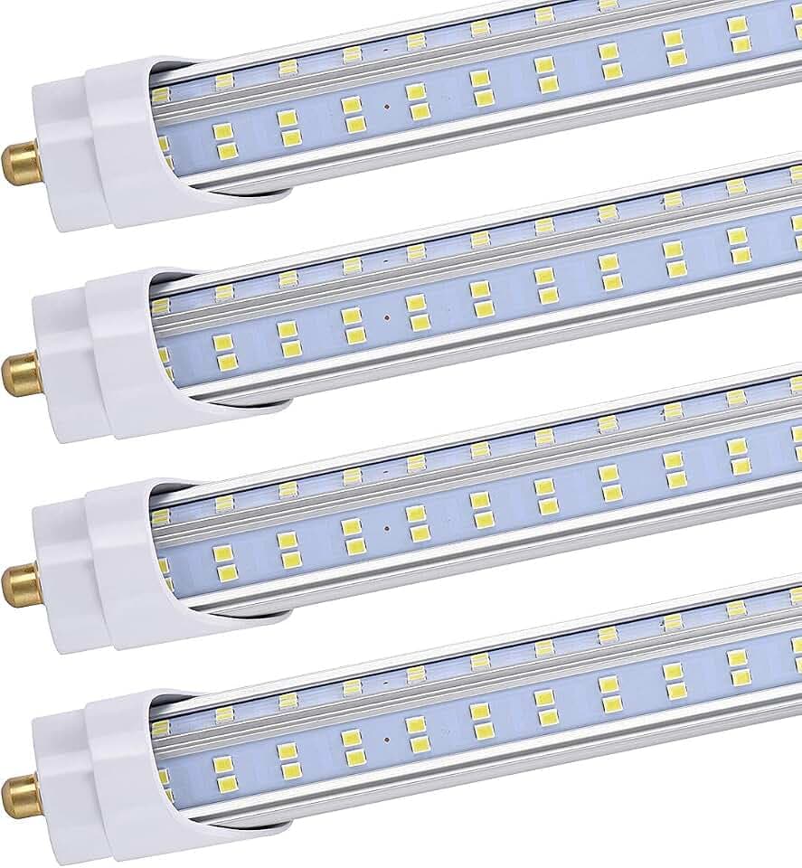 10PCS,8 FT LED Bulbs, 120W 19000lm 5000K Daylight, Super Bright, T8 T10 T12 LED Tube Lights, FA8 Single Pin LED Lights,V Shape, Clear Cover, 8 Foot LED Bulbs