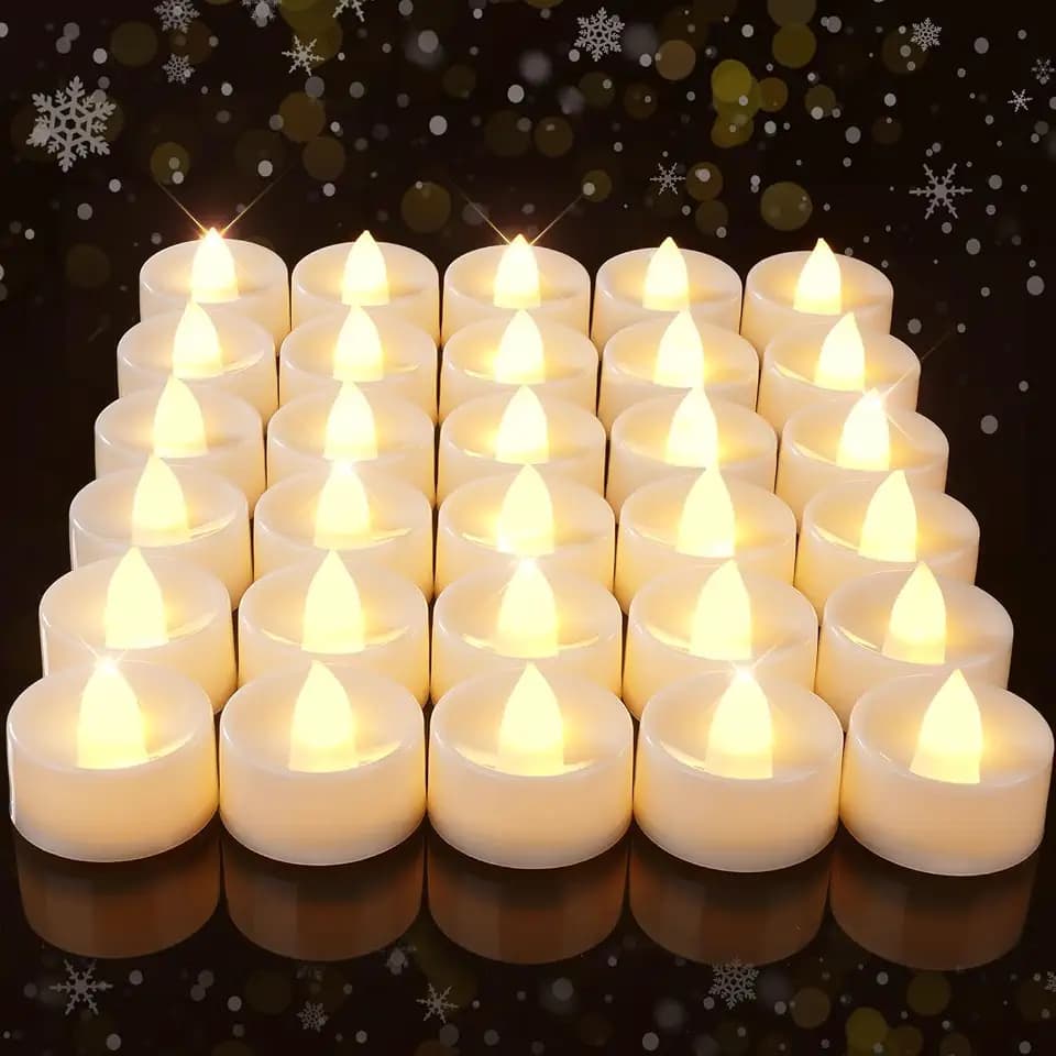 Amagic 50 Pcs Flickering Flameless LED Tea Lights Battery Operated, White