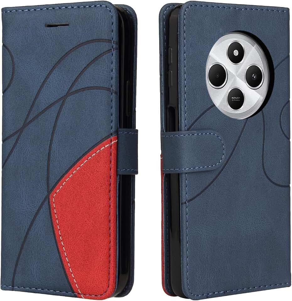 Handyhülle für Xiaomi Redmi 14C 4G/Xiaomi Redmi A4 Hülle, Flip PU Lederhülle Cover, Modisch Flip Case für Xiaomi Redmi A4 Hülle Klapphülle Handytasche Schutzhülle, Blau