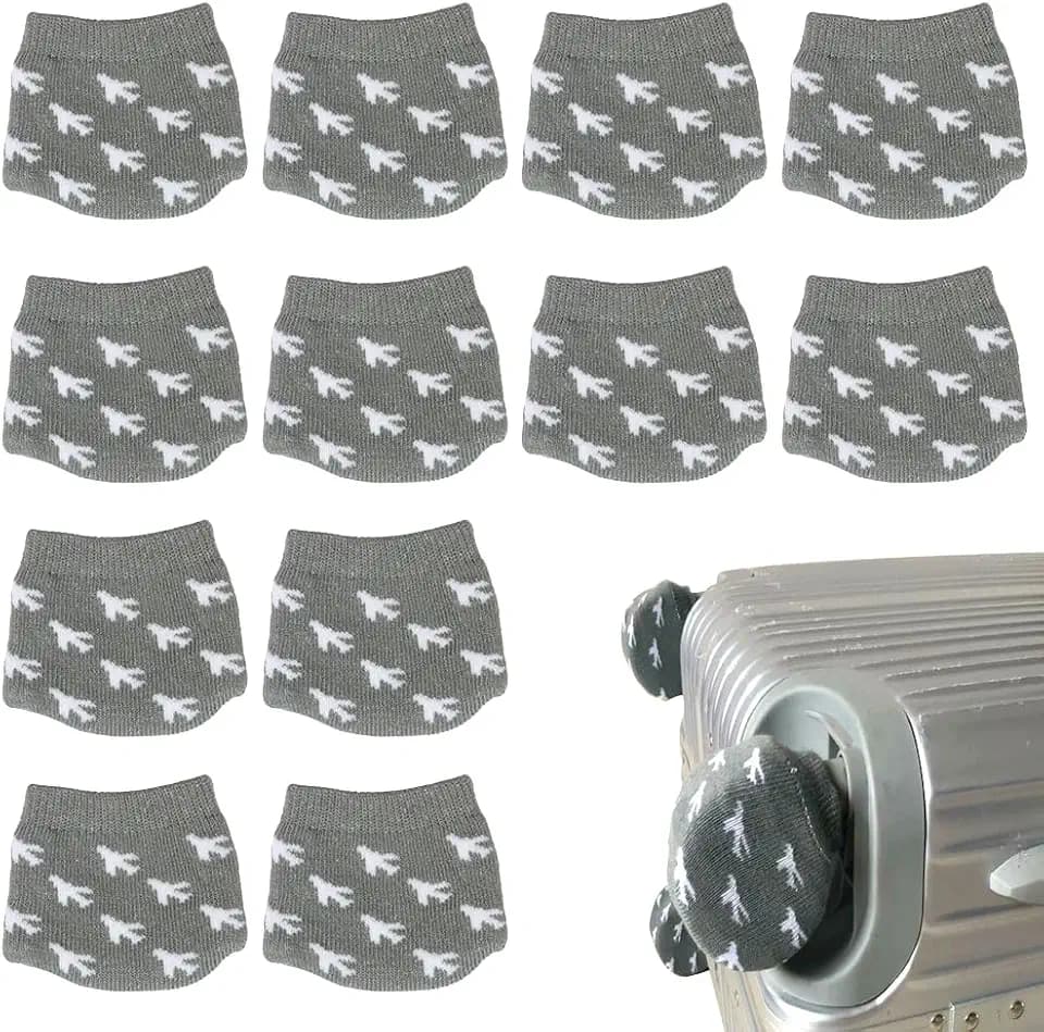 Luggage Wheels Cover Socks, 12 Pack Anti Dust Scratch Luggage Compartment Wheel Protection Cover Full Wrap Fabric Protector Universal Sleeve Case for Suitcase Prevents Floor Bed Dirt, Black