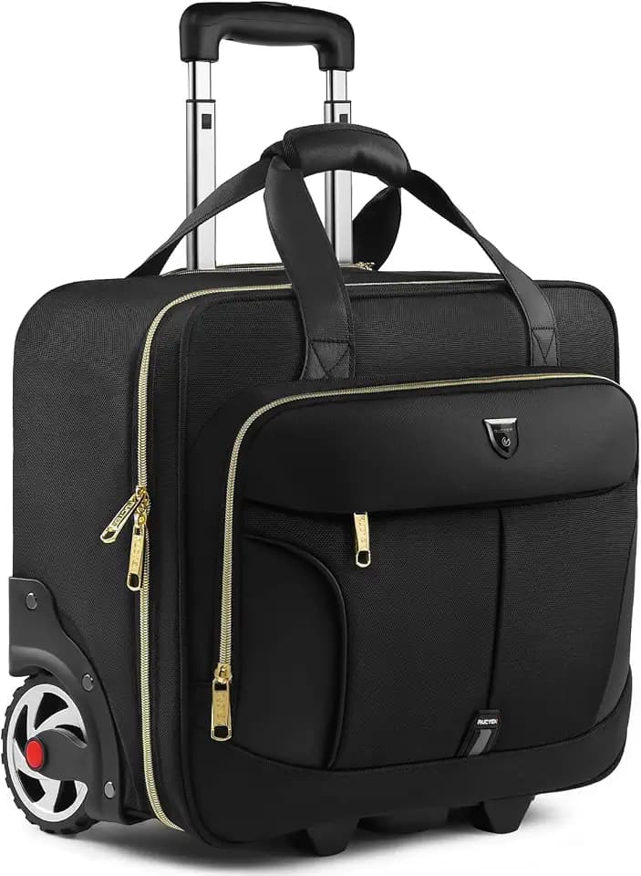RUCYEN Rolling Laptop Bag,Rolling Briefcase for Men & Women,Laptop Briefcase on Wheels,Carry On Bag for Business Travel