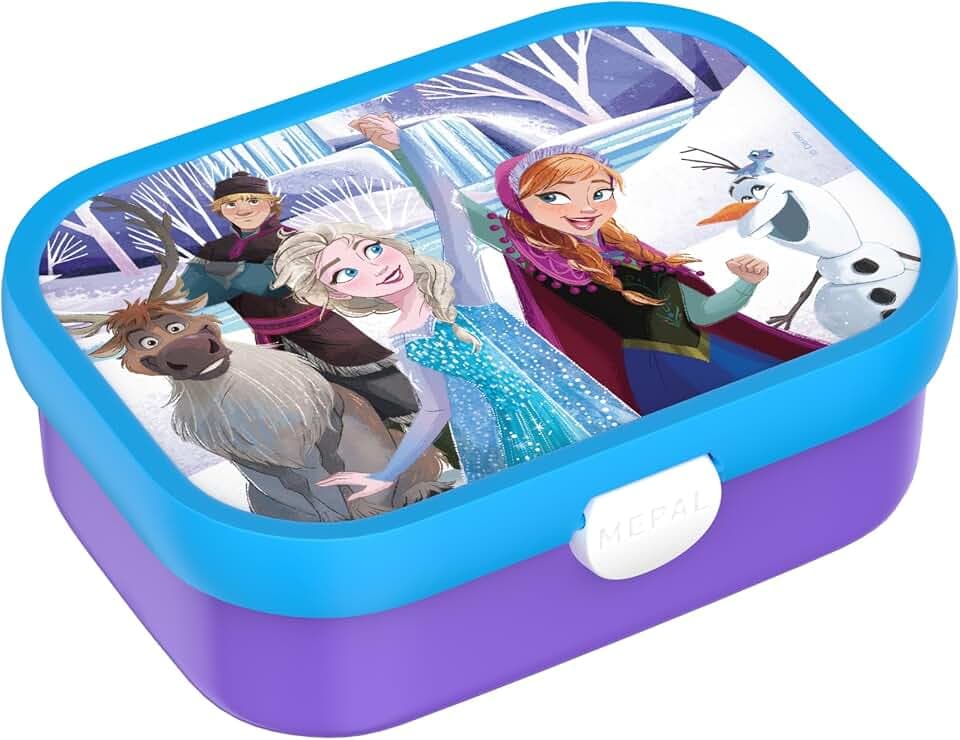 Mepal - Brotdose Kinder Campus - Bento Box Kinder - Brotdose mit Fächern & Gabel - Meal Prep Box mit Clip-Verschluss - BPA-frei & Spülmaschinenfest - 750 ml - Frozen friends