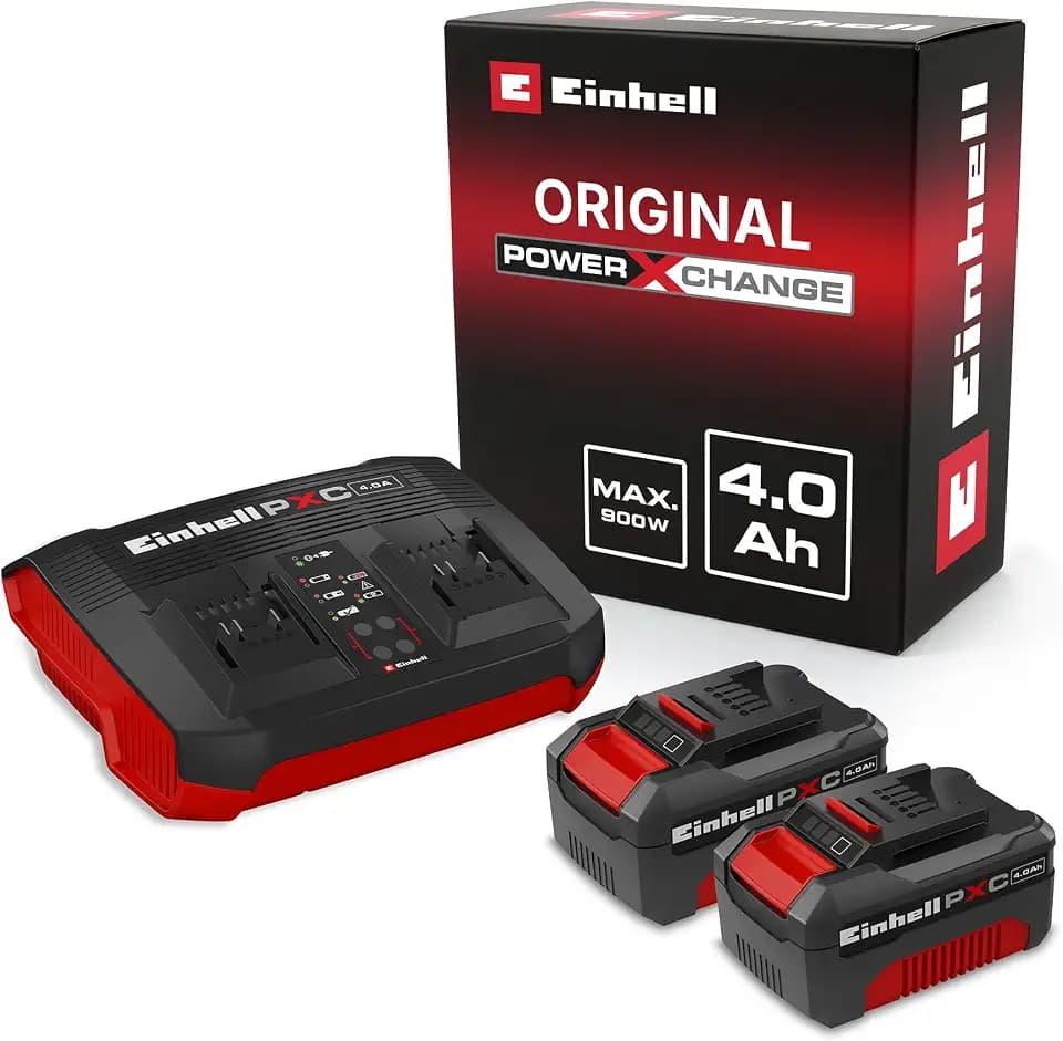 Einhell Original Starter Kit PXC 2X 4,0 Ah & Twincharger 3A