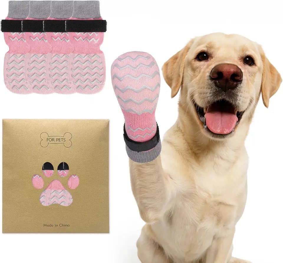 Dog Socks Shoes for Hot Pavement to Prevent Licking Paws, Summer Anti Slip Pet Booties with Grip Traction Control for Hardwood Floors, Grippy Boots & Paw Protectors for Small Medium Large Senior Dogs