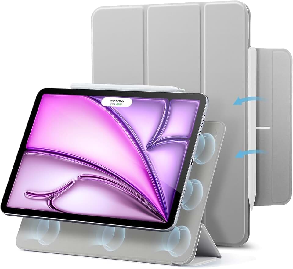 ESR für iPad Air 13 Zoll Hülle (M4/M3/M2), iPad Pro 12.9 Hülle, Grau