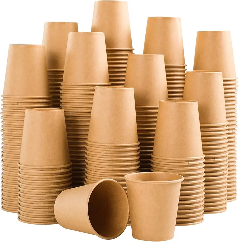 Clawsoff 300 Pack 3 oz Paper Cups Disposable Kraft Small Bathroom Cups