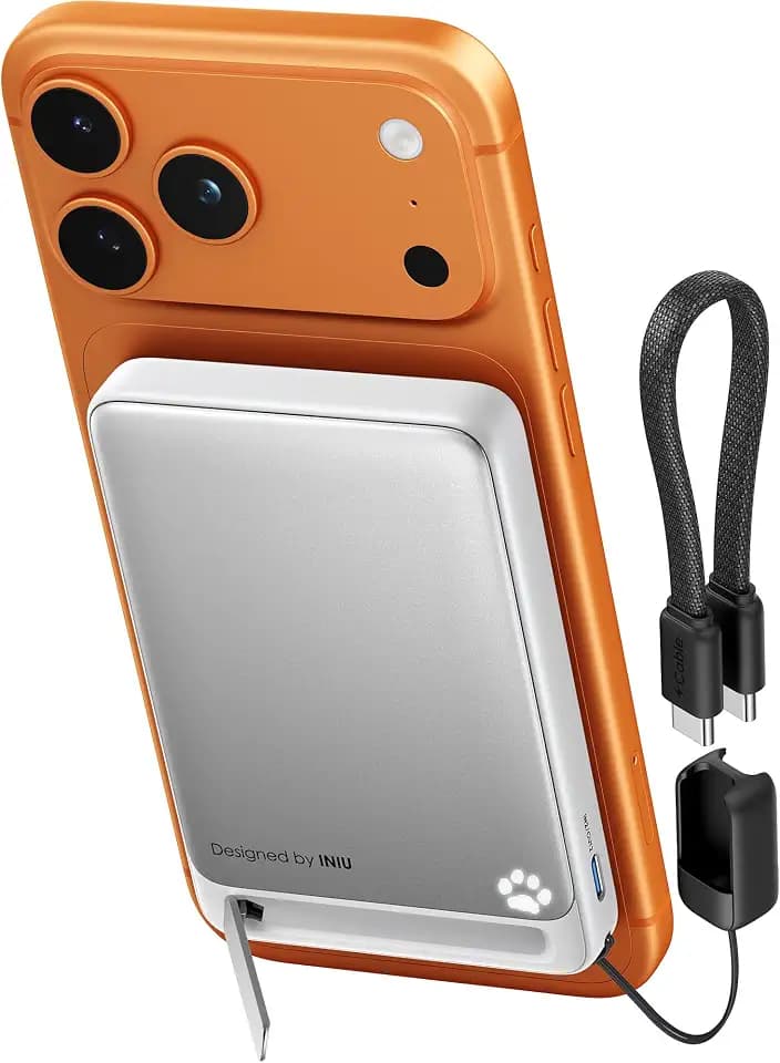 INIU for Magnetic Portable Charger, Qi2 Certified, Slimmest 45W 10000mAh Magnetic Power Bank, with USB C Cable, for iPhone 17,16, 15, 14 etc. Travel Hiking Essentials for College Students Travelers