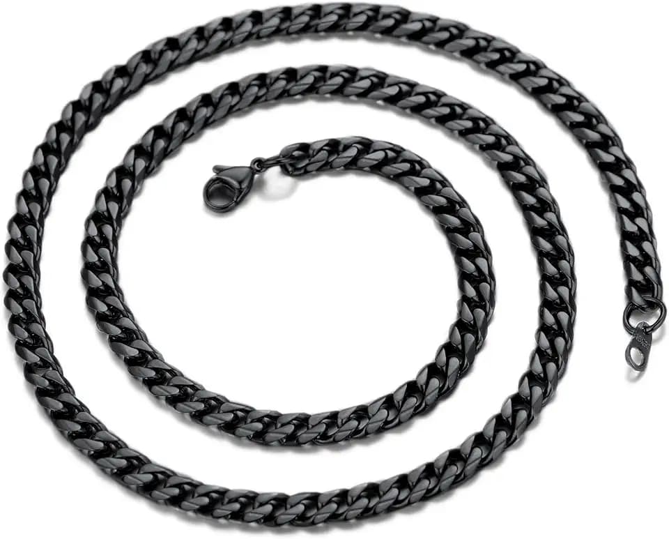 Suplight Herren Panzerkette 3/6/9mm breit Cuban Link Kette, Silber/Gold/Schwarz, 36/46/51/55/61/66/71/76cm