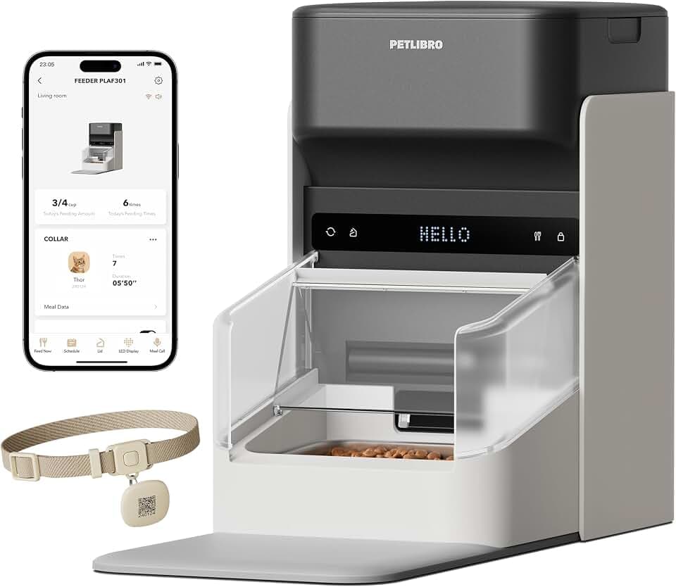 PETLIBRO RFID Automatic Cat Feeder, Collar Tag-Activated Personalized Meals, 5G&2.4G Wi-Fi Programmable Cat Food Dispenser with Cats Recognition & Diet Tracking for Multi-Pet Homes and Different Diets