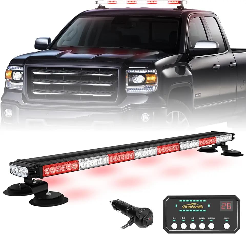 XRIDONSEN 37 Inch 104 LED Roof Strobe Light Bar Top Magnetic lights