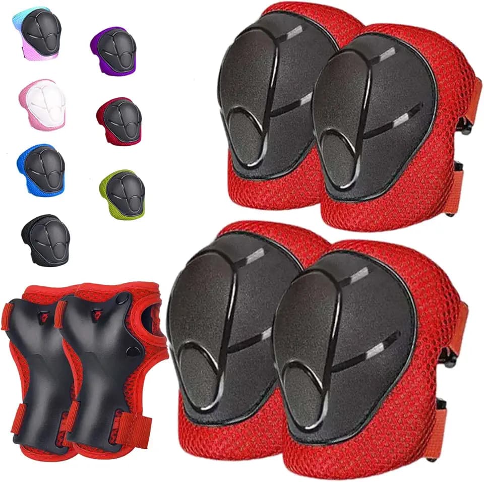 Kids/Youth Knee Pads Elbow Pads for 3-14Years Boys Girls 6 in 1 Kids Protective Gear Set Adjustable for Skating Cycling Bike Rollerblading Scooter Roller Skates