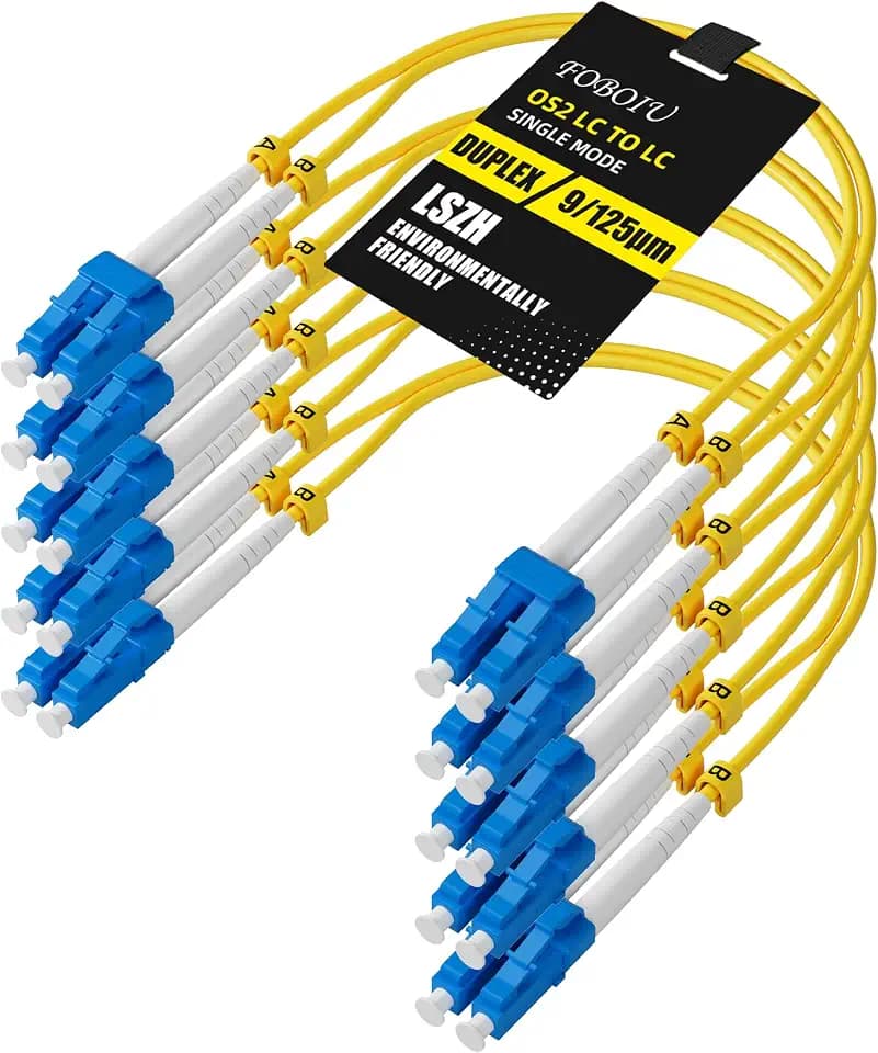 OS2 LC to LC Single Mode Fiber Patch Cable 0.5m/1.6ft 5 Pack, Duplex