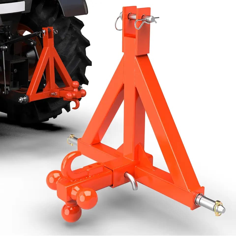 3 Point Hitch 2" Receiver, Towing Ball Hitch&Hook for Category 1 Tractors