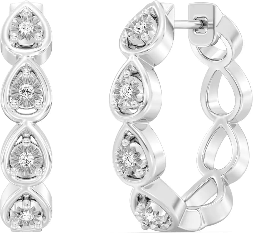 Itsy Bitsy by Gilded Sterling Silver & 14KT Gold Plated Huggie Hoop Earrings, 0.10 CTTW, SI1 F-Color Lab Grown Diamonds
