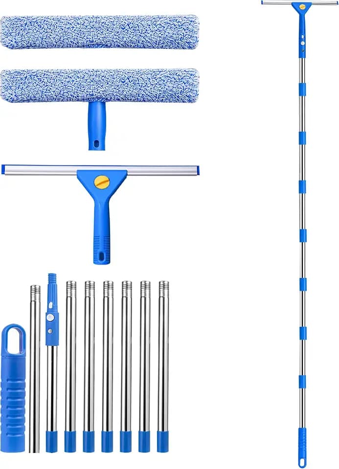 122'' Window Squeegee, 2 in 1 Outdoor Window Cleaning Tools