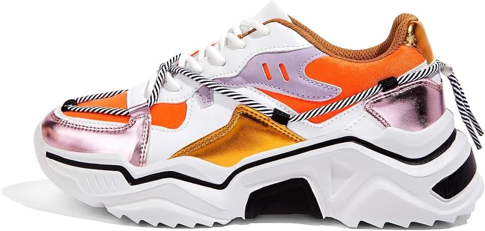 LUCKY STEP Damen Colorblock Plateau Sneaker, Chunky Schuhe