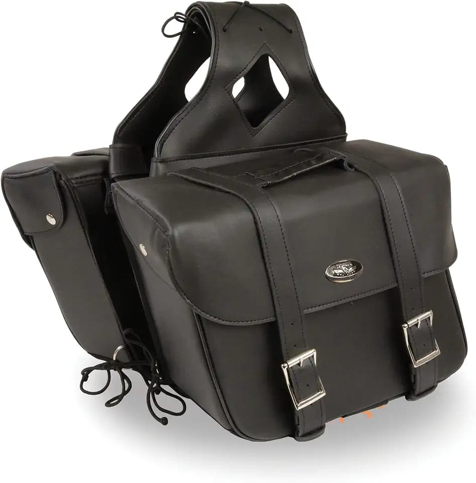Milwaukee Leather PVC 2-Strap Throw-Over Easy Zip off and off Motorcycle Saddlebags - LG