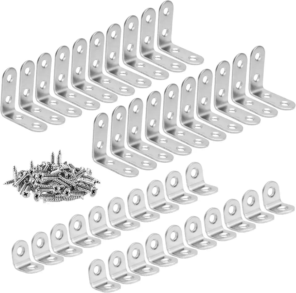 IIRC 40 STK Winkelverbinder Edelstahl, 20*20mm+40*40mm Winkel Metall, Metallwinkel 90 Grad mit 120 Schraube für Möbel, Stuhl, Tisch, Fenster, Schränke