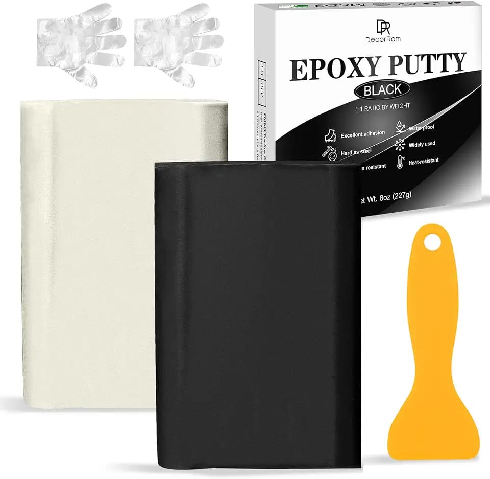 Epoxidharz Knete - Epoxid Knetmasse Reparaturset für Unterwasser & Trocken, Reparaturknete zum Abdichten von Lecks, Rissen, Füllen & Modellieren auf Metall, Fliesen, Holz, Keramik (Schwarz, 8oz/227g)
