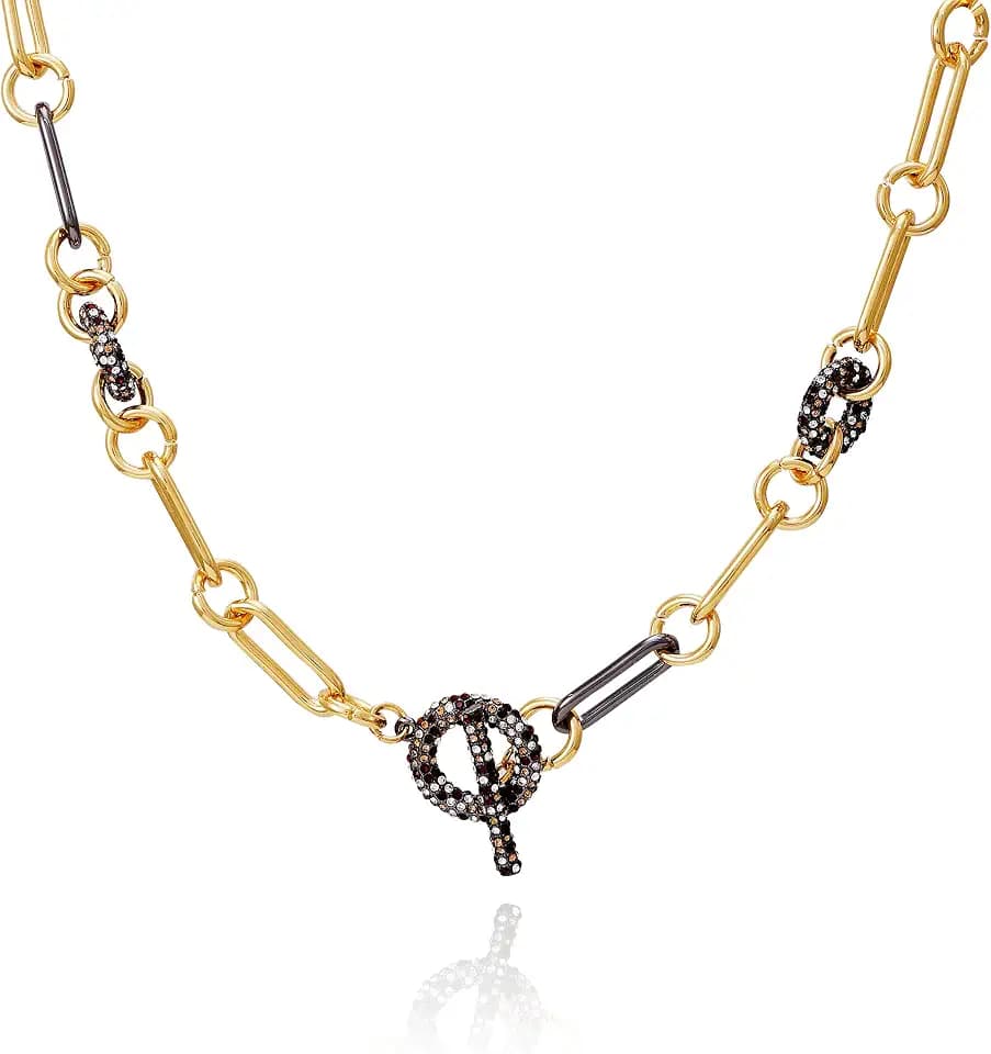 Vince Camuto Two Tone Crystal Stone Toggle Necklace