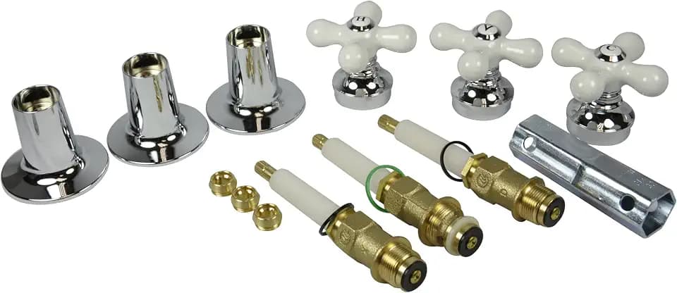 Danco 39696 Cross-Arm 3-Handle Tub/Shower Faucet Rebuild & Remodeling Valve Trim Kit for Pfister Contempera – Contessa, White/Chrome