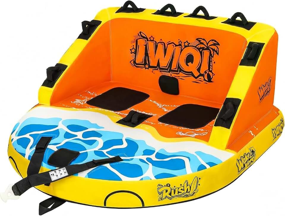 Heavy-Duty Towable Tube for Boating, Boat Tubes with 840D Nylon Cover, Inflatable Water Sport Towables with Front Back Tow Points, Super Sofa Design