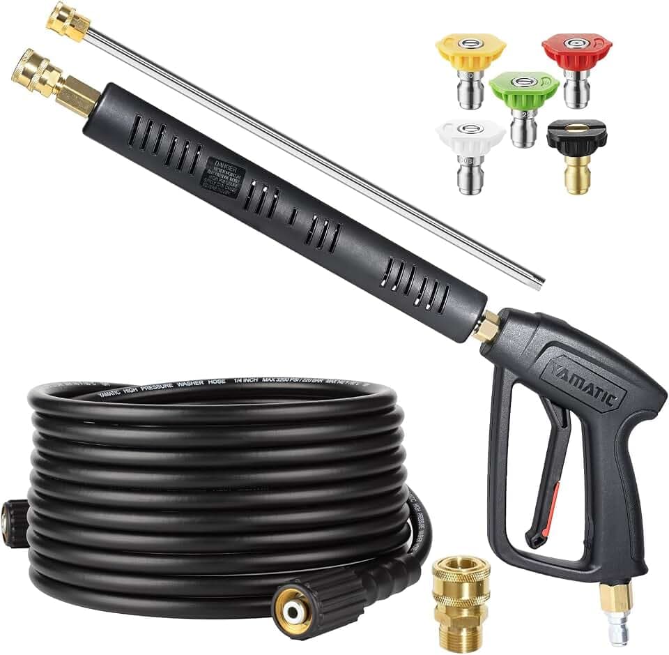 YAMATIC Pressure Washer Gun and 25 FT Hose with Extension Wand 3/8"&M22-14