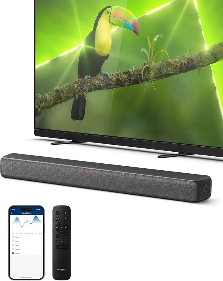 Philips B5109 2.0 Channel Bluetooth Soundbar - HDMI ARC, Dolby Digital Plus, DTS Virtual:X, Roku TV Ready, 120W Max Power, Dark Grey