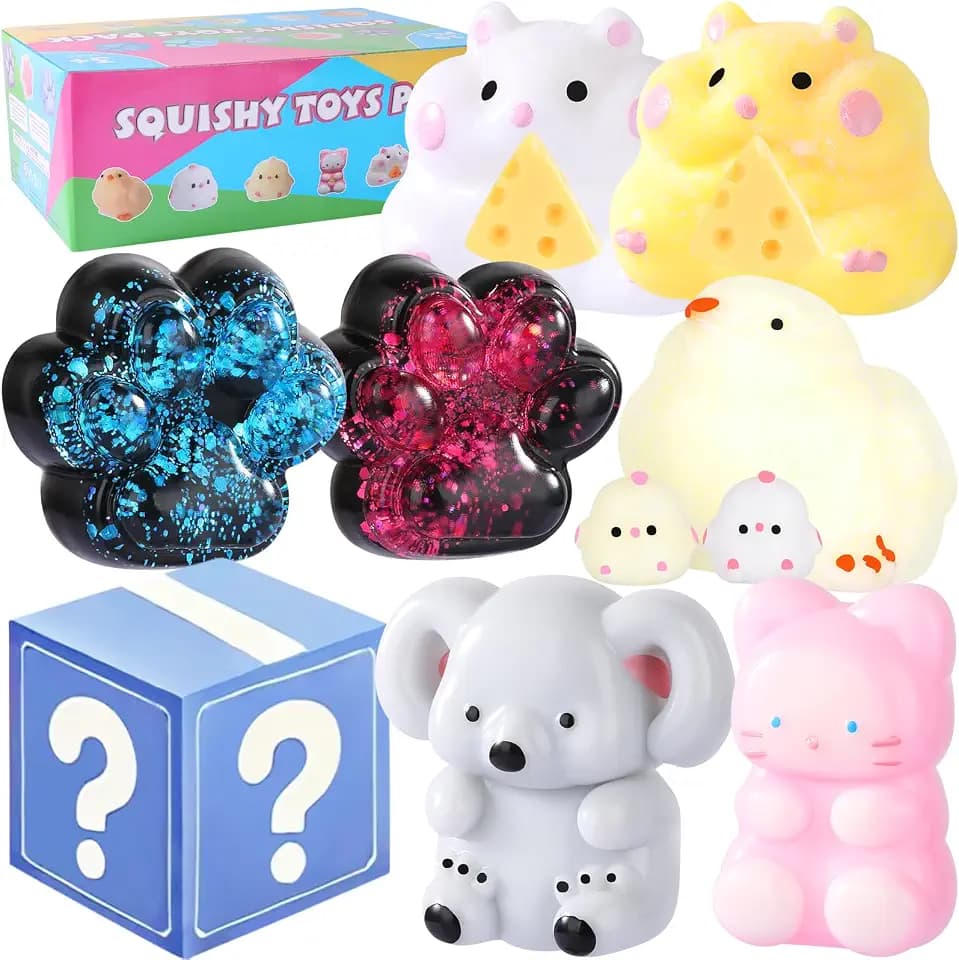 10 Stück Taba Squishy Spielzeug - Fufu Squishy Sensory Set mit Katzenpfoten & Küken Designs, Cat Anti Stress Spielzeug für Autismus, Sensorik Spielzeug, Partygeschenke & Geburtstagsgeschenke